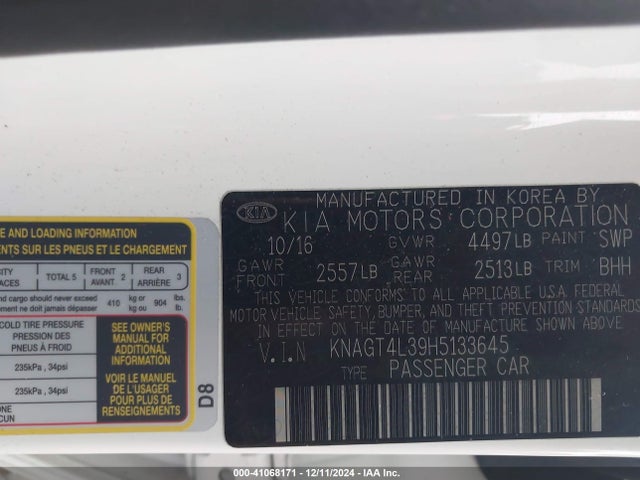 KIA Optima Lx 2017 KNAGT4L39H5133645 Image 9