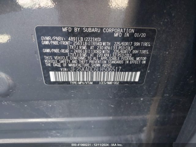 2020 SUBARU FORESTER JF2SKADC6LH506517 Photo 8