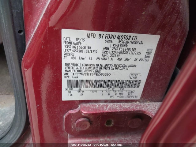 Ford F-250 Lariat 2015 1FT7W2BT6FED53290 Image 9