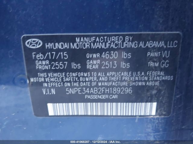 5NPE34AB2FH189296 Hyundai Sonata Limited 2.0t
