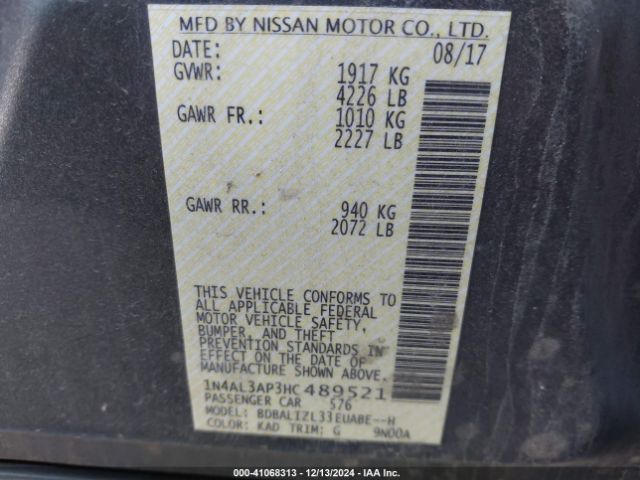 1N4AL3AP3HC489521 Nissan Altima 2.5 Sv