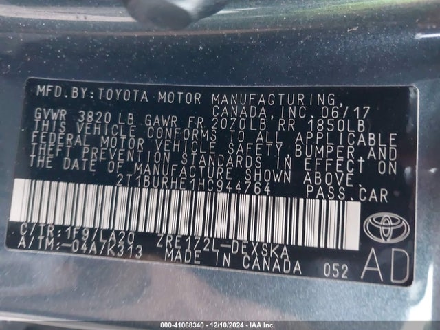 Toyota Corolla Xse 2017 2T1BURHE1HC944764 Image 9