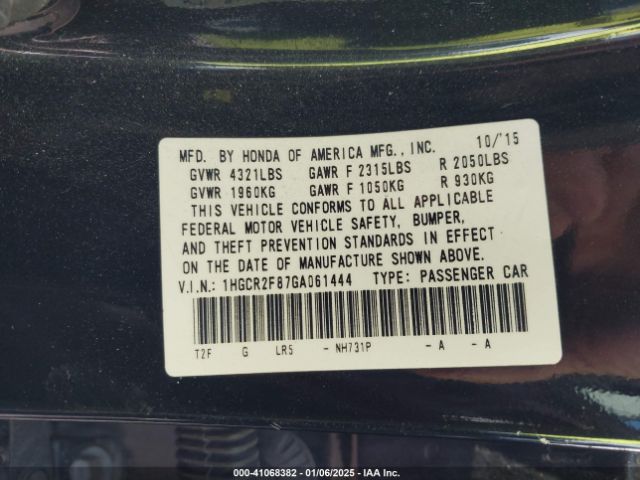 1HGCR2F87GA061444 Honda Accord Ex-l