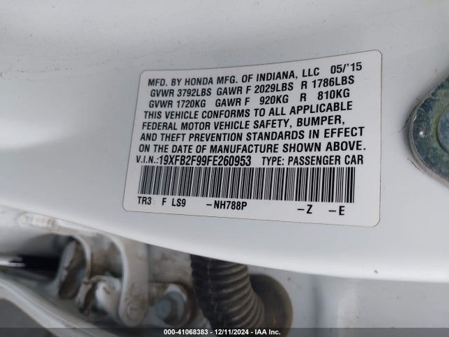 Honda Civic Ex-l 2015 19XFB2F99FE260953 Image 9