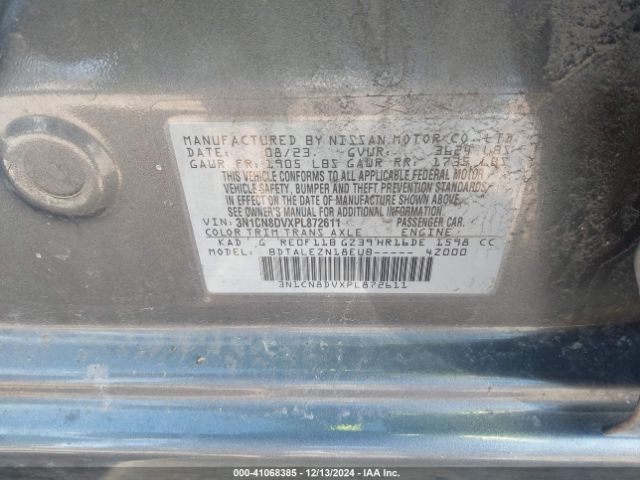 3N1CN8DVXPL872611 Nissan Versa 1.6 S Xtronic Cvt