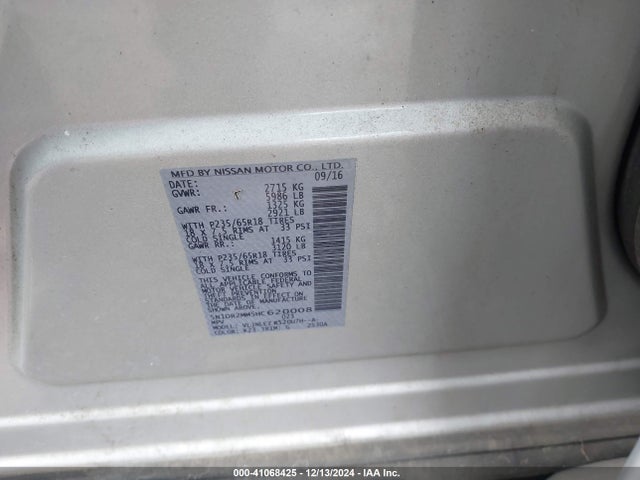 Nissan Pathfinder Sv 2017 5N1DR2MM5HC620008 Image 9