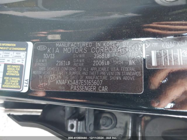 KNAFX5A87E5165607 KIA FORTE EX
