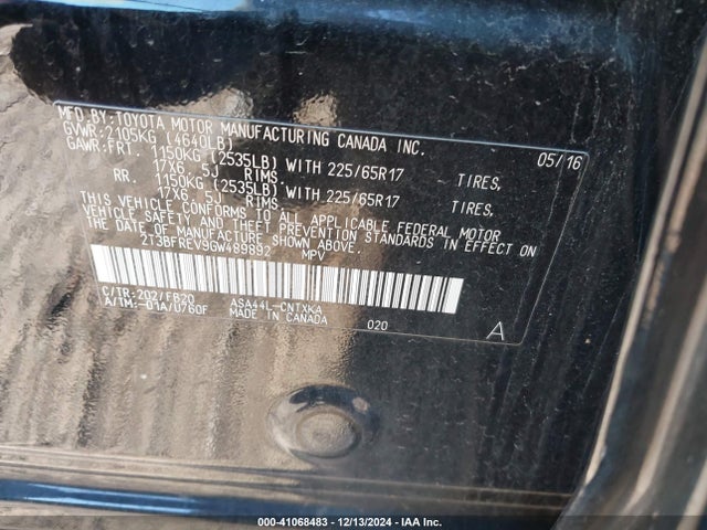 Toyota RAV4 LE 2016 2T3BFREV9GW489892 Image 9