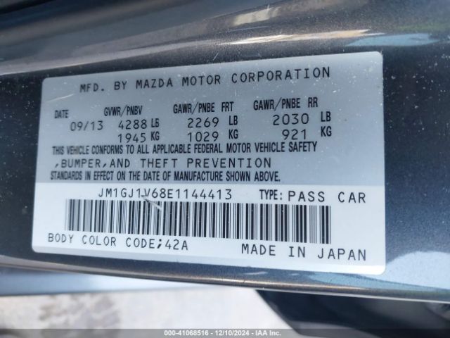 JM1GJ1V68E1144413 Mazda Mazda6 I Touring