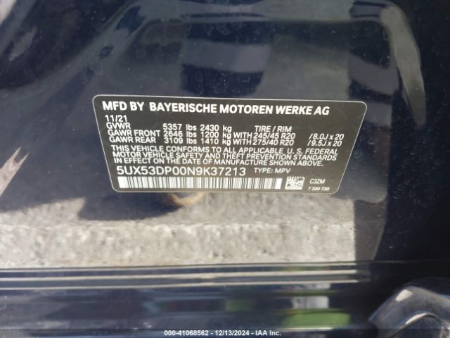 5UX53DP00N9K37213 BMW X3 Xdrive30i