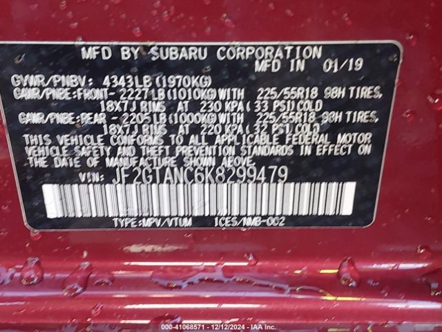 JF2GTANC6K8299479 Subaru Crosstrek 2.0i Limited