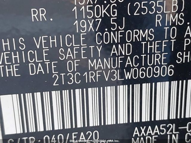 2T3C1RFV3LW060906 Toyota Rav4 Xle Premium