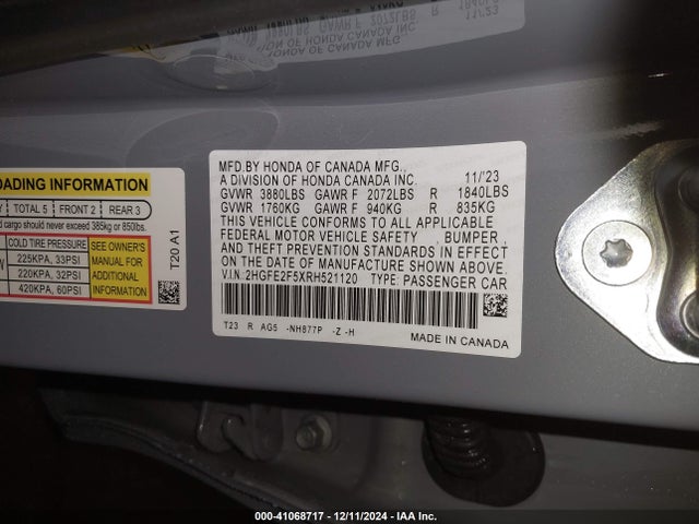 Honda Civic Sport 2024 2HGFE2F5XRH521120 Image 9