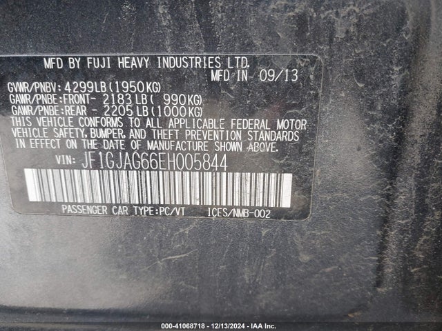 JF1GJAG66EH005844 Subaru Impreza 2.0i Limited