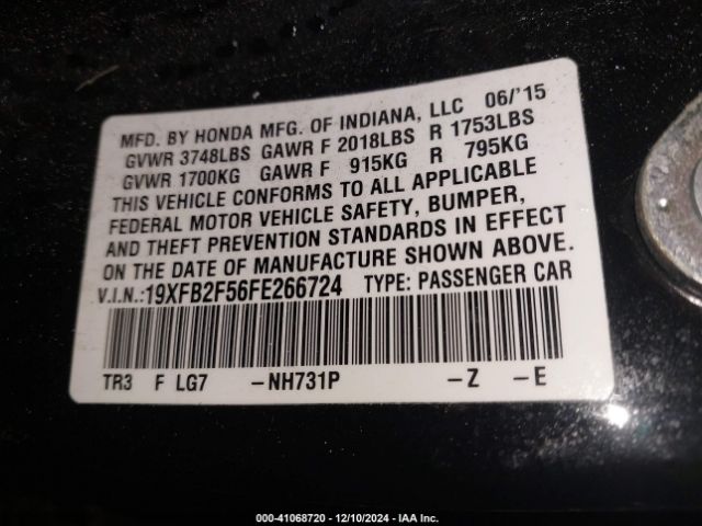 19XFB2F56FE266724 Honda Civic Lx