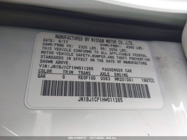 JN1BJ1CP1HW011265 Nissan Rogue Sport S