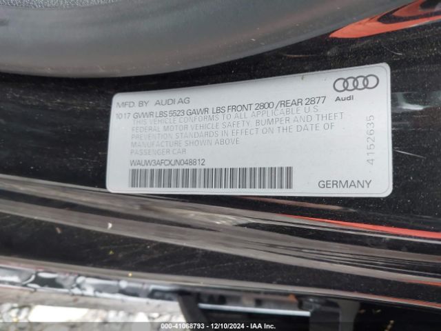 WAUW3AFCXJN048812 Audi A7 3.0t Premium Plus