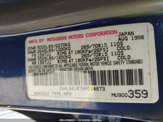 1999 MITSUBISHI MONTERO SPORT JA4LS41R7XP014873 Photo 8