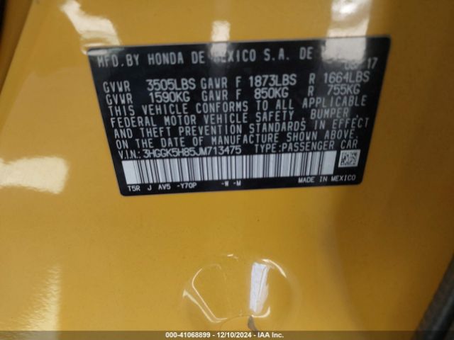 3HGGK5H85JM713475 Honda FIT EX