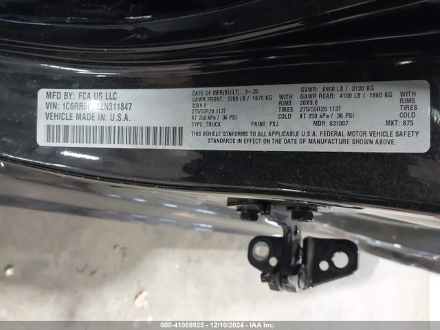 1C6RREFT8LN311847 RAM 1500 Big Horn  4x2 5'7 Box