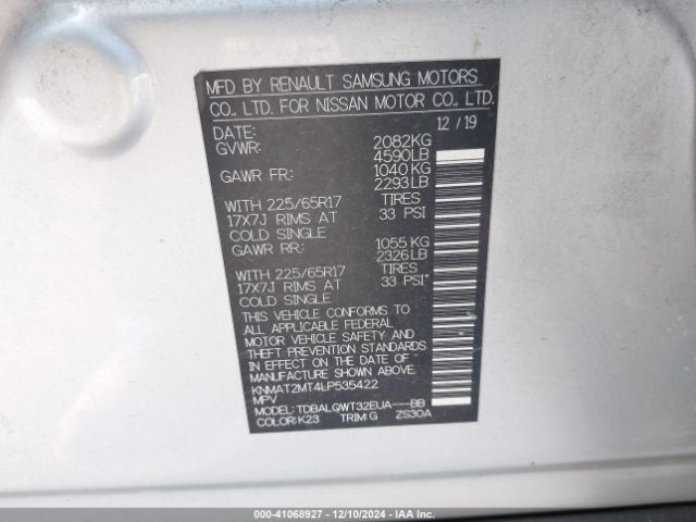 KNMAT2MT4LP535422 Nissan Rogue Sv Fwd