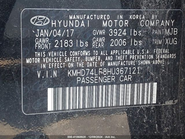 KMHD74LF8HU367121 Hyundai ELANTRA SE