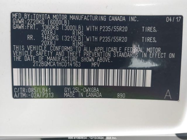 2T2BGMCA1HC014163 Lexus RX 450H