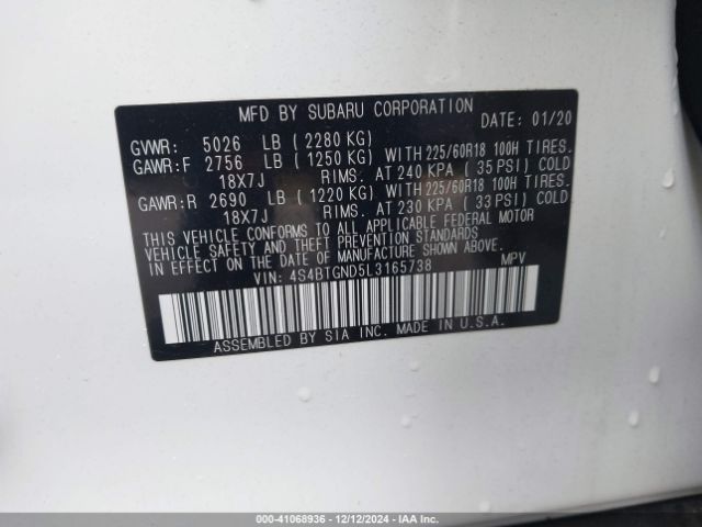 4S4BTGND5L3165738 Subaru Outback Limited Xt