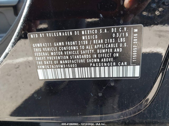 3VW2K7AJ9FM315403 Volkswagen Jetta 2.0l S