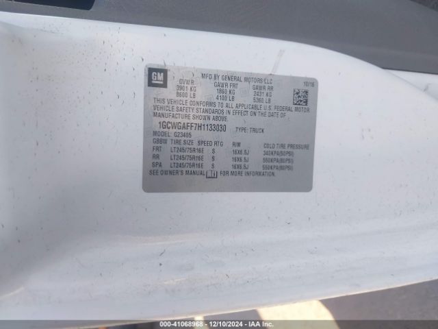 1GCWGAFF7H1133030 Chevrolet Express 2500 Work Van