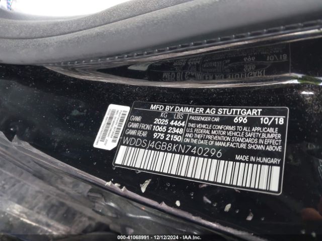 WDDSJ4GB8KN740296 Mercedes-Benz CLA 250 4MATIC