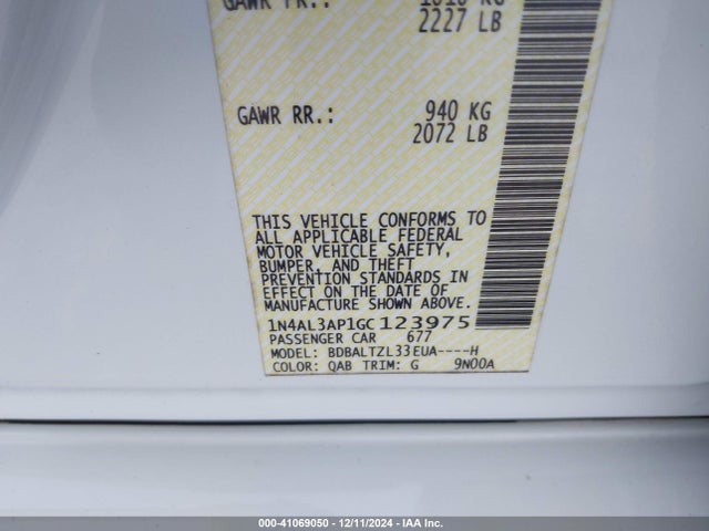 Nissan Altima 2.5 Sl 2016 1N4AL3AP1GC123975 Image 9