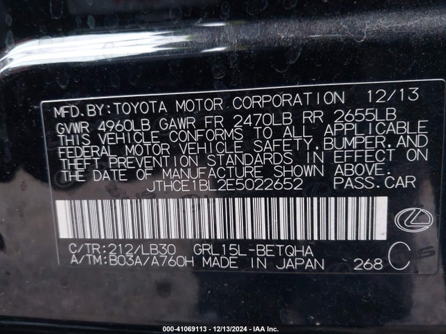Lexus GS 350 2014 JTHCE1BL2E5022652 Image 9