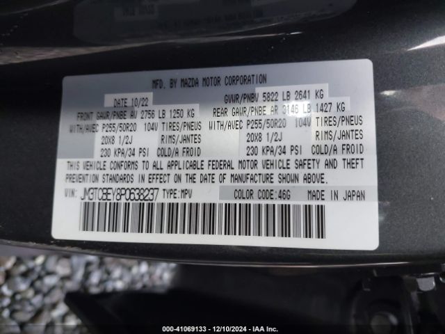 JM3TCBEY8P0638237 Mazda Cx-9 Signature
