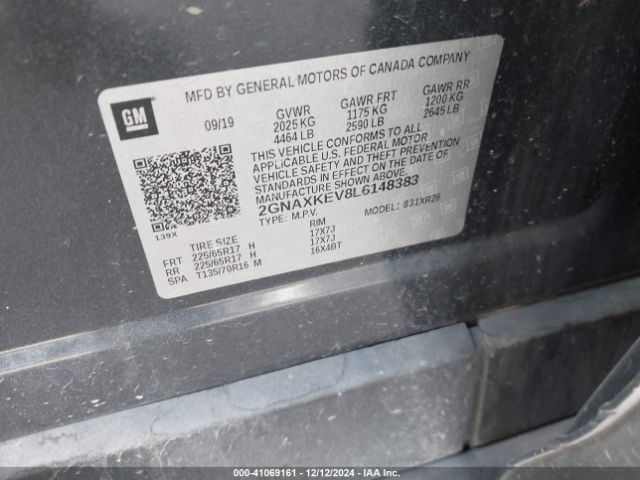 2GNAXKEV8L6148383 Chevrolet Equinox Fwd Lt 1.5l Turbo