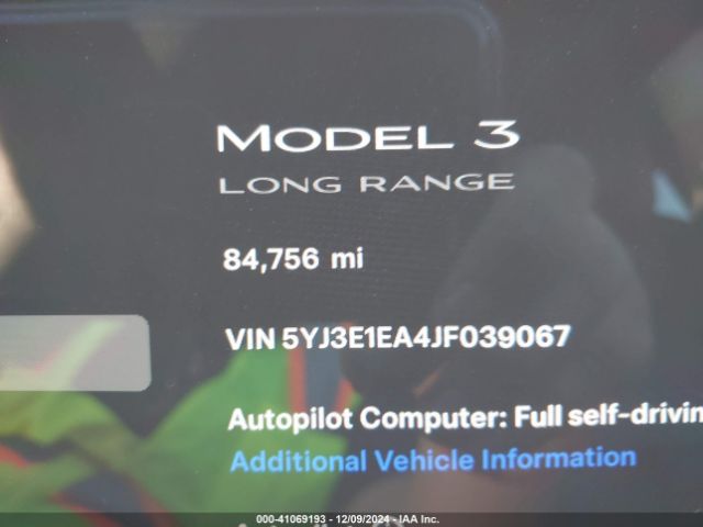 5YJ3E1EA4JF039067 Tesla Model 3 Long Range/mid Range