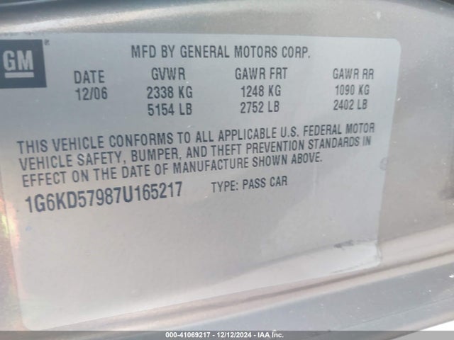 2007 CADILLAC DTS 1G6KD57987U165217 Photo 8