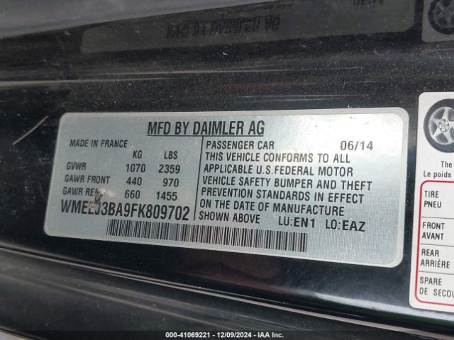 WMEEJ3BA9FK809702 Smart Fortwo Passion/pure