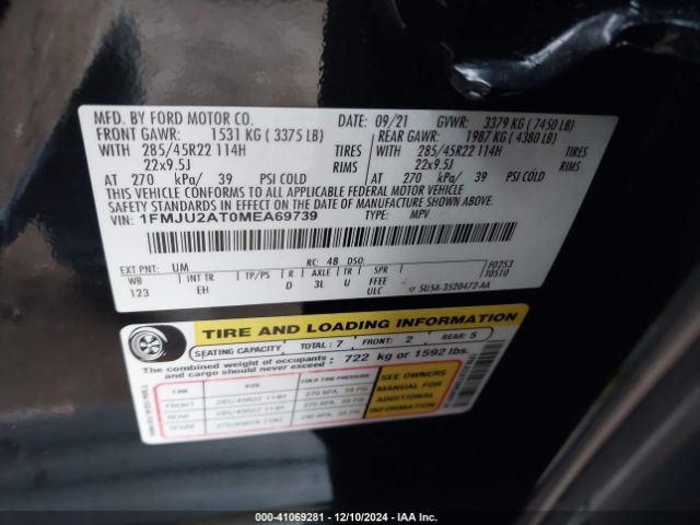 1FMJU2AT0MEA69739 Ford Expedition Limited