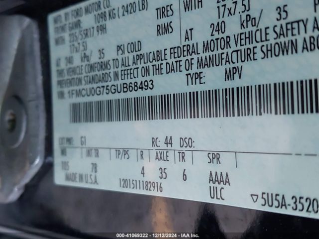 1FMCU0G75GUB68493 Ford ESCAPE SE