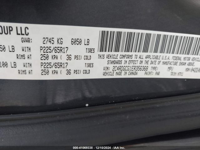 2C4RDGCG1ER356368 Dodge Grand Caravan Sxt