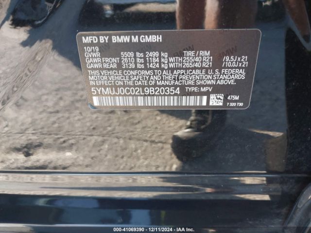 5YMUJ0C02L9B20354 BMW X4 M
