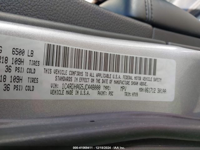 1C4RDHAG5JC448000 Dodge Durango Sxt Rwd