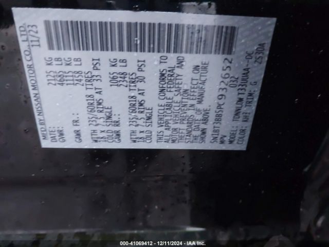5N1BT3BB5PC932652 Nissan Rogue Sv Intelligent Awd