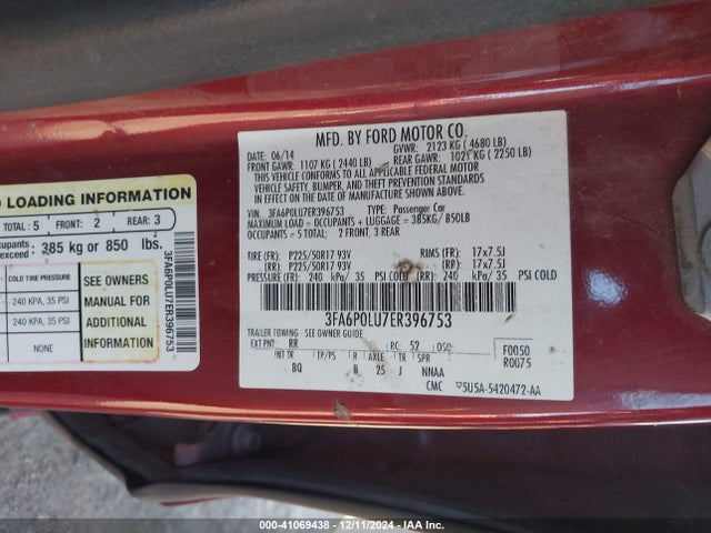 Ford Fusion Hybrid Se 2014 3FA6P0LU7ER396753 Image 9