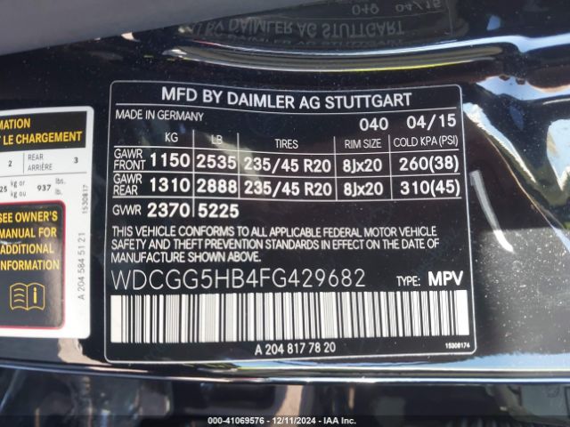 WDCGG5HB4FG429682 Mercedes-Benz GLK 350