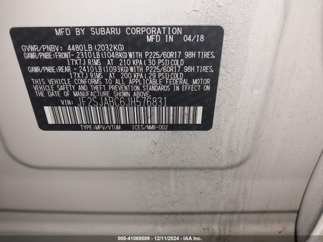 Subaru Forester 2.5i 2018 JF2SJABC6JH576831 Image 9