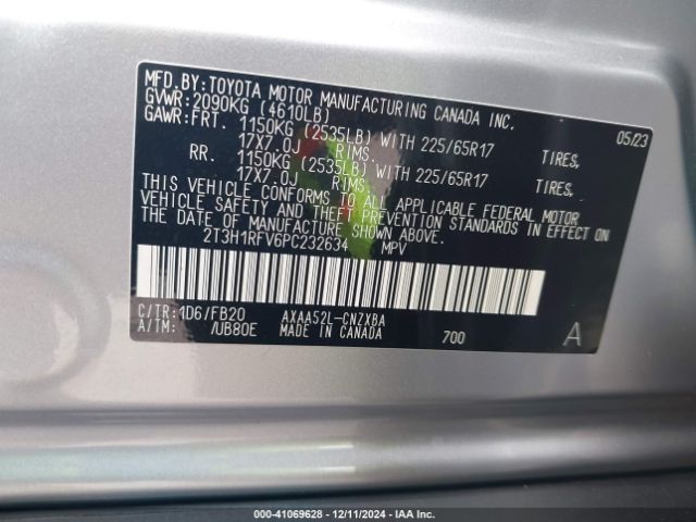 2T3H1RFV6PC232634 Toyota RAV4 LE