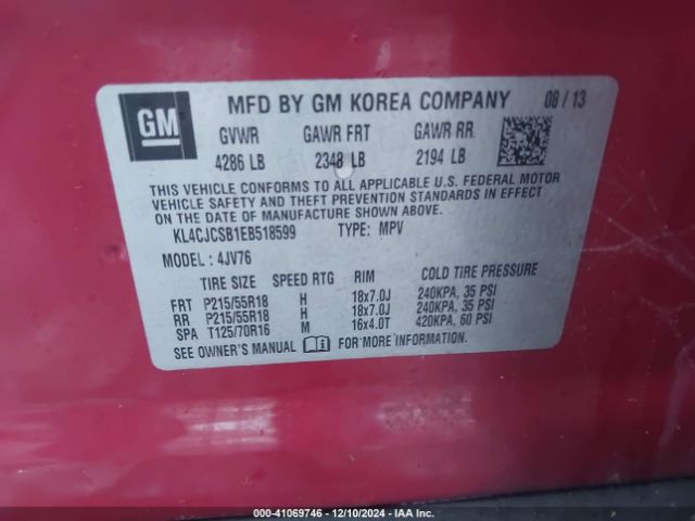 KL4CJCSB1EB518599 Buick Encore Leather