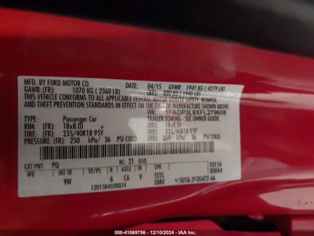 1FADP3L9XFL279608 Ford FOCUS ST